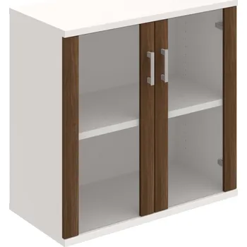 Policová skříň S 2 80 02 – Skříň policová dvéřová 76,8 × 80 cm - Ořech , Bílá , USH – hranatá