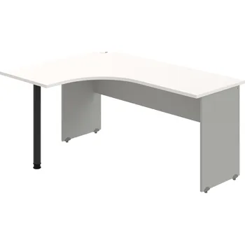 Psací stůl GE 60 P – Stůl ergo pravý 160 × 120 cm - Bílá , Šedá , Černý kov