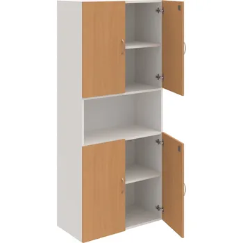 Policová skříň DZ 5 80 05 – Skříň policová dvéřová 185 × 80 cm - Buk , Bílá , USN – Hobis