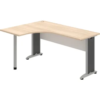 Psací stůl CE 60 P – Stůl ergo pravý 160 × 120 cm - Akát , Bílá , Šedý kov