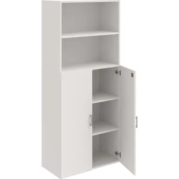 Policová skříň DZ 5 80 04 – Skříň policová dvéřová 185 × 80 cm - Bílá , Bílá , USH – hranatá