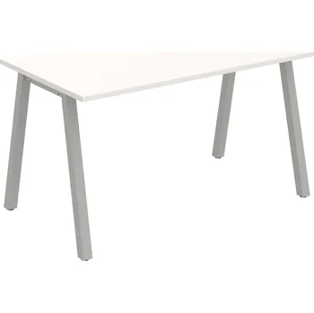 Psací stůl UJ A 1400 – Stůl jednací rovný délky 140 cm - Bílá , Šedý kov