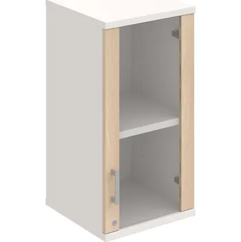 Policová skříň SZ 2 40 02 P H – Skříň policová dvéřová 76,8 × 40 cm - Akát , Bílá , USH – hranatá