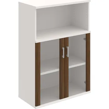 Policová skříň S 3 80 05 – Skříň policová dvéřová 115,2 × 80 cm - Ořech , Bílá , USH – hranatá