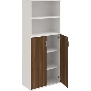 Policová skříň SZ 5 80 04 – Skříň policová dvéřová 192 × 80 cm - Ořech , Bílá , USH – hranatá