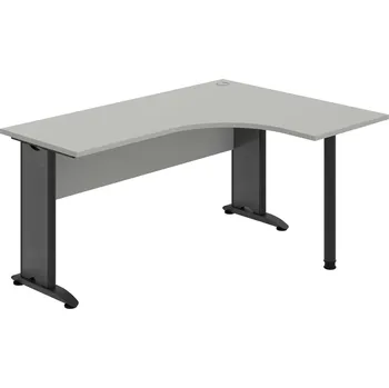 Psací stůl CE 60 L – Stůl ergo levý 160 × 120 cm - Šedá , Šedá , Černý kov