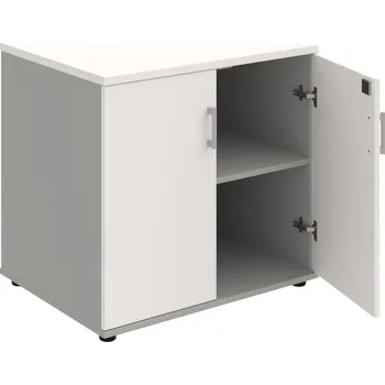 SPZ 80 60 P – Skříňka ke stolu, zavřená, š. 80 cm, léta podél - Bílá , Šedá , USH – hranatá