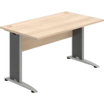 Psací stůl CS 1400 – Stůl pracovní rovný 140 cm - Akát , Akát , Šedý kov