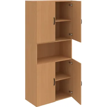 Policová skříň D 5 80 05 – Skříň policová dvéřová 185 × 80 cm - Buk , Buk , UCO – černá