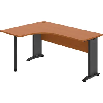 Psací stůl CE 60 P – Stůl ergo pravý 160 × 120 cm - Třešeň , Třešeň , Černý kov