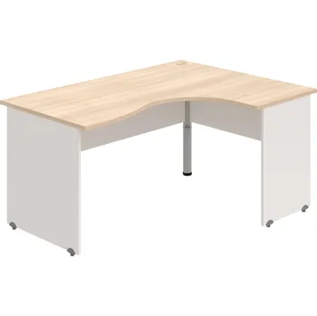 Psací stůl GE 2005 L – Stůl ergo levý 160 × 120 cm - Akát , Bílá , Šedý kov