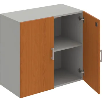 Policová skříň DZ 2 80 01 – Skříň policová dvéřová 74 × 80 cm - Třešeň , Šedá , USH – hranatá