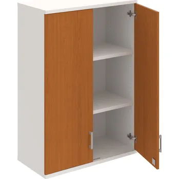 Policová skříň SZ 3 80 01 H – Skříň policová dvéřová 115,2 × 80 cm - Třešeň , Bílá , USH – hranatá