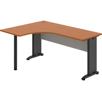 Psací stůl CE 60 P – Stůl ergo pravý 160 × 120 cm - Třešeň , Šedá , Černý kov