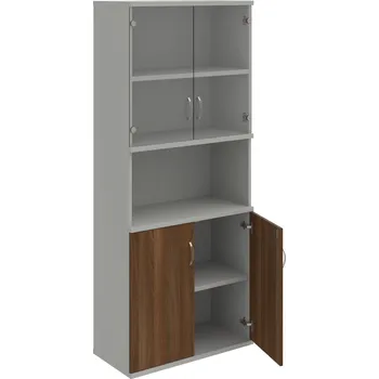 Policová skříň SZ 5 80 10 – Skříň policová dvéřová 192 × 80 cm - Ořech , Šedá , USN – Hobis