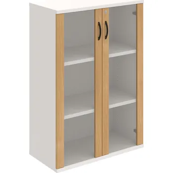 Policová skříň SZ 3 80 04 – Skříň policová dvéřová 115,2 × 80 cm - Dub , Bílá , UCO – černá