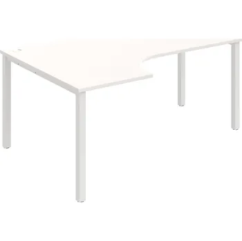 Psací stůl UE 1800 60 P – Stůl ergo 180×120 cm, pravý - Bílá , Bílý kov