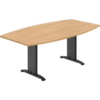 Jednací stůl FJ 200 – Stůl jednací sud 200 cm - Dub , Černý kov