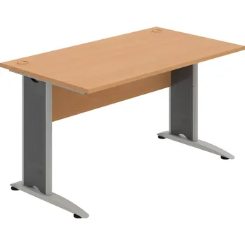 Psací stůl CS 1400 – Stůl pracovní rovný 140 cm - Buk , Buk , Šedý kov