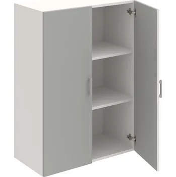 Policová skříň D 3 80 01 – Skříň policová dvéřová 111 × 80 cm - Šedá , Bílá , USH – hranatá
