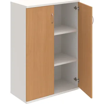 Policová skříň S 3 80 01 – Skříň policová dvéřová 115,2 × 80 cm - Buk , Bílá , USN – Hobis