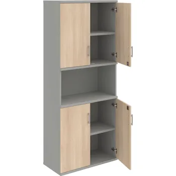 Policová skříň SZ 5 80 05 – Skříň policová dvéřová 192 × 80 cm - Akát , Šedá , USH – hranatá