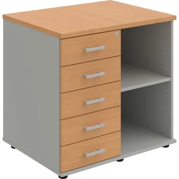 SPKZ 3 80 60 L P – Skříňka ke stolu, levá, s centrálním zamykáním - Buk , Šedá , USH – hranatá