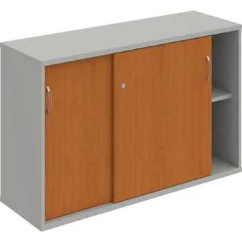 Policová skříň SZ 2 120 02 – Skříňka s posuv. dveřmi 76,8 × 120 cm - Třešeň , Šedá , USN – Hobis