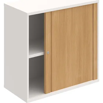 Policová skříň SZ 2 80 03 P – Skříň policová roletová pravá 76.8 × 80 cm - Bílá , Dub