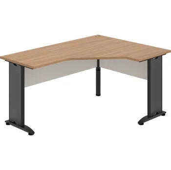 Psací stůl CEV 60 L – Stůl ergo levý 160 × 120 cm - Višeň , Bílá , Černý kov