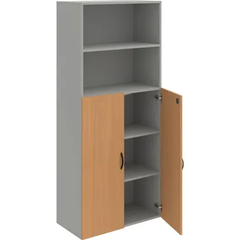 Policová skříň DZ 5 80 04 – Skříň policová dvéřová 185 × 80 cm - Buk , Šedá , UCO – černá