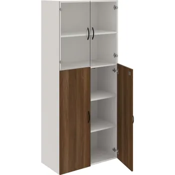 Policová skříň DZ 5 80 08 – Skříň policová dvéřová 185 × 80 cm - Ořech , Bílá , UCO – černá