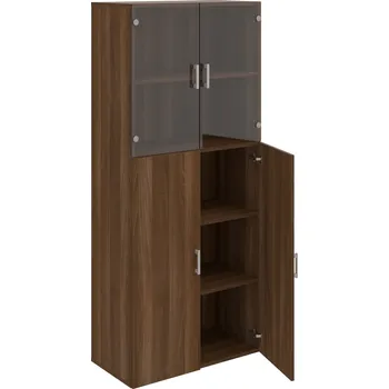 Policová skříň D 5 80 08 – Skříň policová dvéřová 185 × 80 cm - Ořech , Ořech , USH – hranatá