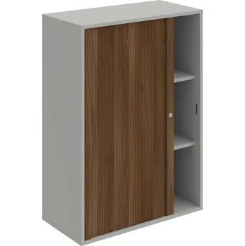 Policová skříň DZ 3 80 07 L – Skříň polic rolet levá 111 × 80 cm - Šedá , Ořech