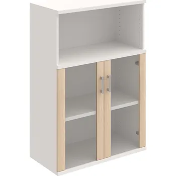 Policová skříň S 3 80 05 – Skříň policová dvéřová 115,2 × 80 cm - Akát , Bílá , USH – hranatá