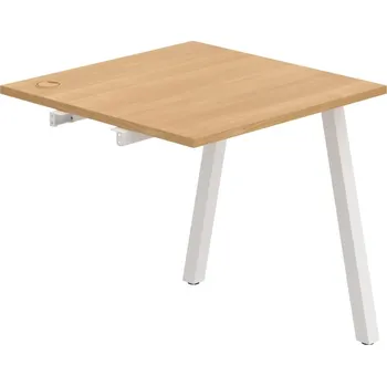 Psací stůl US A 800 R – Stůl pracovní délky 80 cm, k řetězení - Dub , Bílý kov