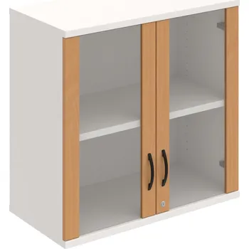 Policová skříň SZ 2 80 02 H – Skříň policová dvéřová 76,8 × 80 cm - Buk , Bílá , UCO – černá