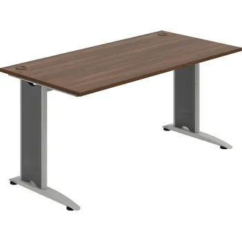 Psací stůl FS 1600 – Stůl pracovní rovný 160 cm - Ořech , Šedý kov