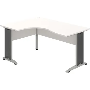 Psací stůl CE 2005 P – Stůl ergo pravý 160 × 120 cm - Bílá , Bílá , Šedý kov