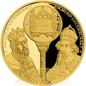 Zlatá dvouuncová mince Václav IV. a Zikmund Lucemburský proof