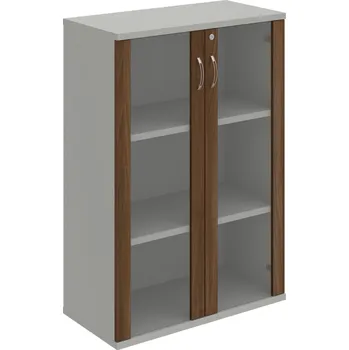 Policová skříň SZ 3 80 04 – Skříň policová dvéřová 115,2 × 80 cm - Ořech , Šedá , USN – Hobis