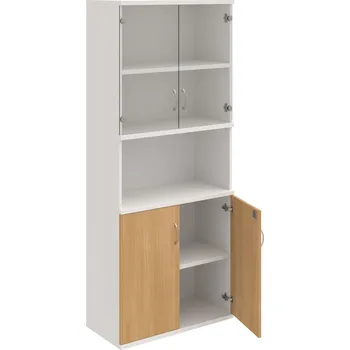 Policová skříň SZ 5 80 10 – Skříň policová dvéřová 192 × 80 cm - Dub , Bílá , USN – Hobis