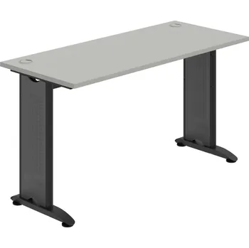Psací stůl FE 1400 – Stůl pracovní rovný 140 cm, hl. 60 - Šedá , Černý kov