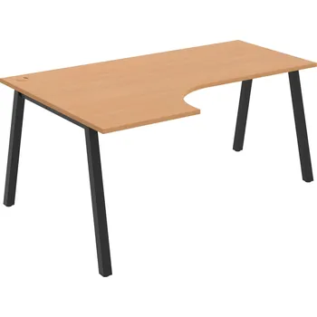 Psací stůl UE A 1800 60 P – Stůl ergo 180 × 120 cm, pravý - Buk , Černý kov