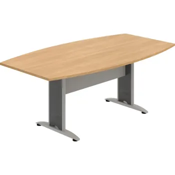 Jednací stůl CJ 200 – Stůl jednací sud 200 cm - Dub , Šedá , Šedý kov