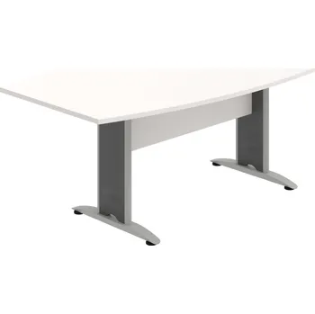 Jednací stůl CJ 200 – Stůl jednací sud 200 cm - Bílá , Bílá , Šedý kov