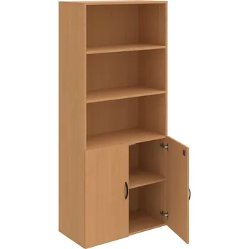 Policová skříň DZ 5 80 03 – Skříň policová dvéřová 185 × 80 cm - Buk , Buk , UCO – černá