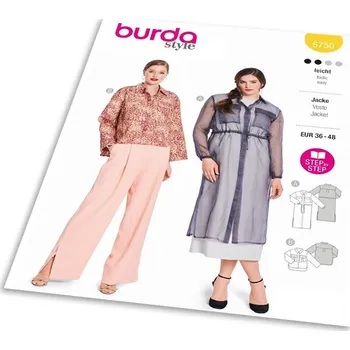 Volný čas Střih Burda 5750 - Kabátek, svrchní košilové šaty, svrchní košile