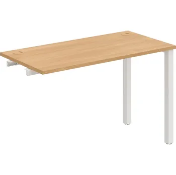 Psací stůl UE 1200 R – Stůl pracovní délky 120 cm, hl. 60 cm, k řetězení - Dub , Bílý kov