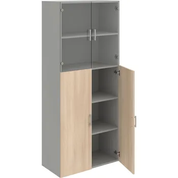 Policová skříň D 5 80 08 – Skříň policová dvéřová 185 × 80 cm - Akát , Šedá , USH – hranatá